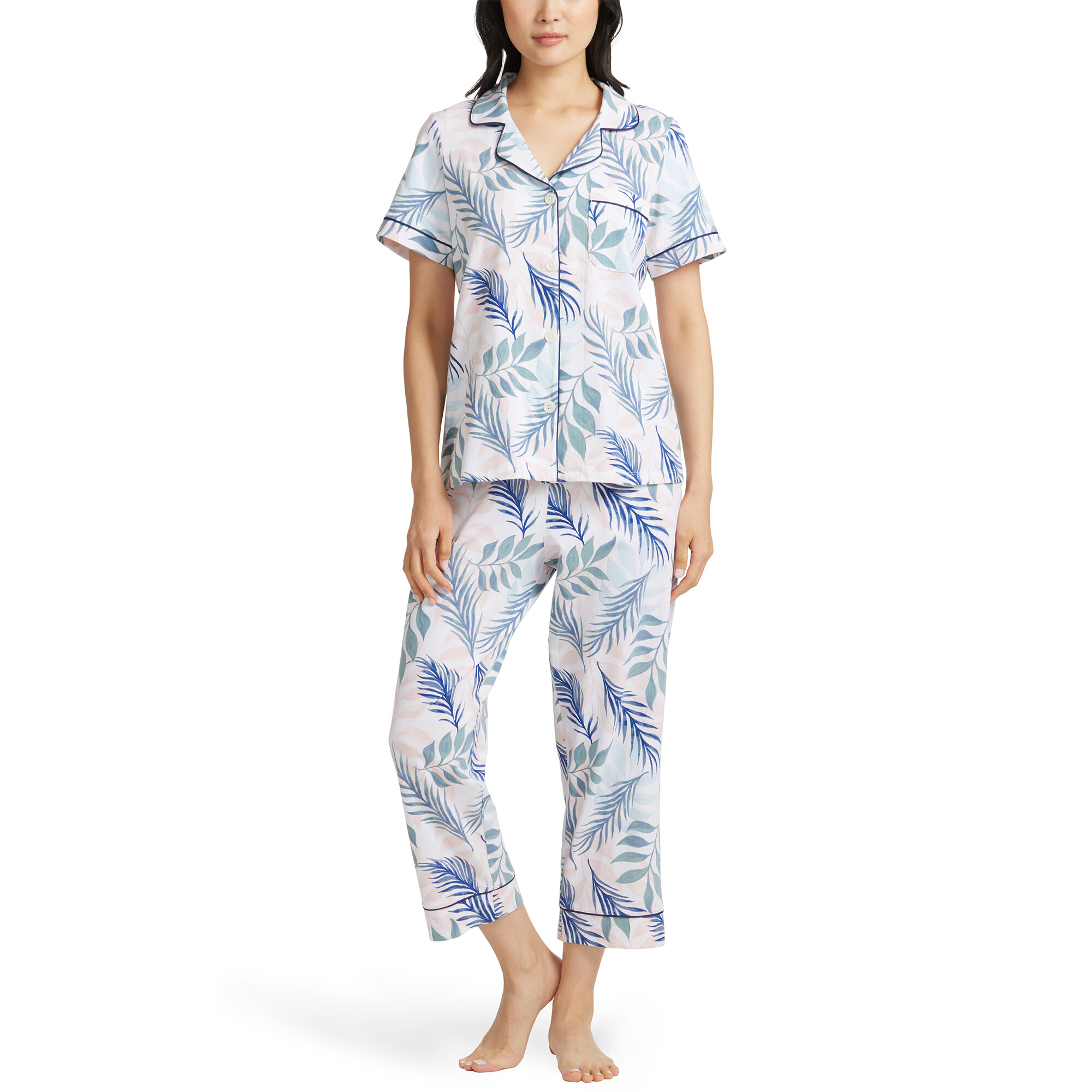 Imbracaminte Femei BedHead Pajamas Short Sleeve Cropped Pajama Set Breezy Palm