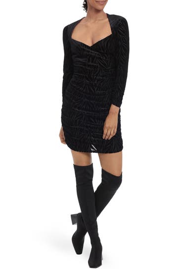 Imbracaminte Femei Donna Morgan Velvet Long Sleeve Burnout Shirred Dress Black