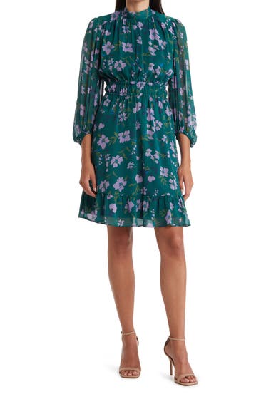 Imbracaminte Femei Maggy London Flounce Long Sleeve Dress Garden Green Lilac