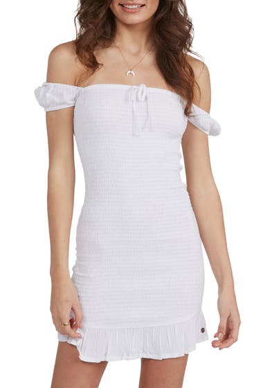 Imbracaminte Femei Roxy Sway with It Smocked Off the Shoulder Minidress Snow White