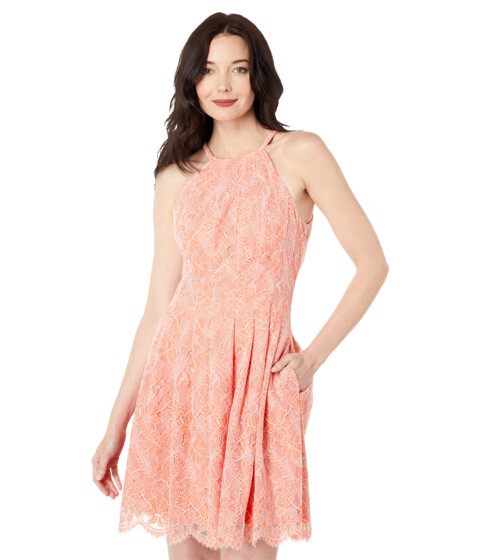 Imbracaminte Femei Vince Camuto Lace Halter Fit-and-Flare Tangerine