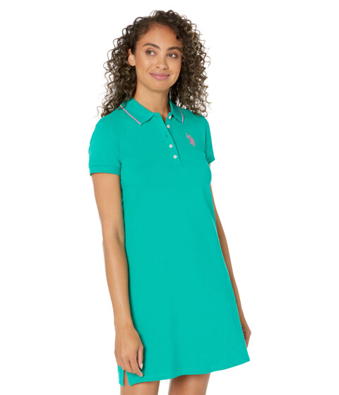 Imbracaminte Femei US Polo Assn USPA Tipped Polo Dress Deep Green