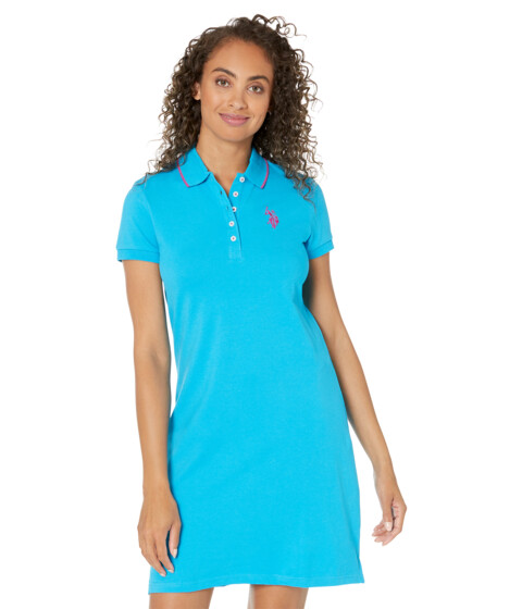 Imbracaminte Femei US Polo Assn USPA Tipped Polo Dress Dowtown Blue