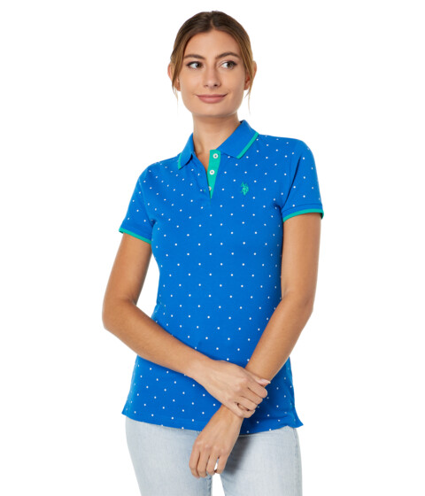Imbracaminte Femei US Polo Assn Dot Print Pique Polo Shirt Lapis Blue