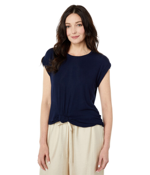 Imbracaminte Femei Vince Camuto Short Sleeve Knot Front Rib Tee Classic Navy