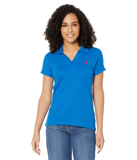 Imbracaminte Femei US POLO ASSN Y Rib Placket Polo Shirt Lapis Blue