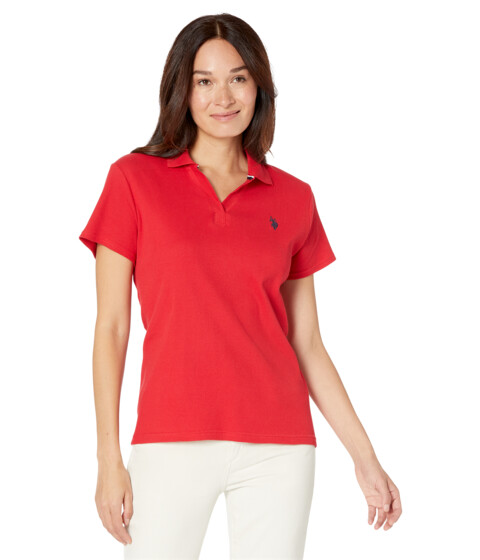 Imbracaminte Femei US Polo Assn Y Rib Placket Polo Shirt Engine Red