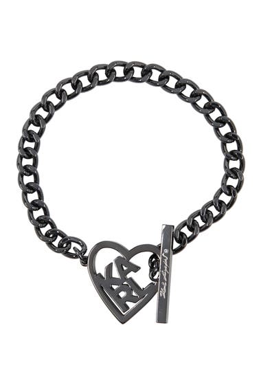 Bijuterii Femei Karl Lagerfeld Paris Heart Logo Curb Chain Toggle Bracelet Hematite image0