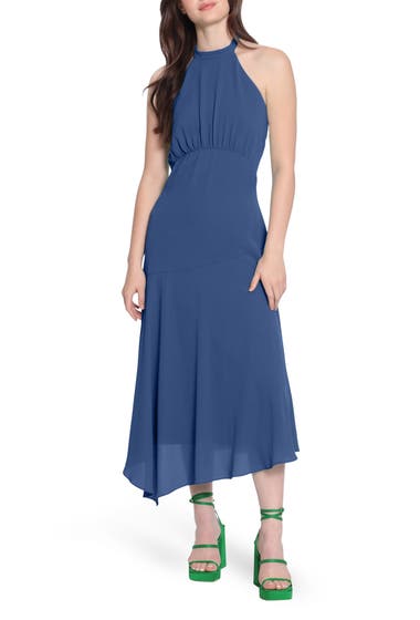 Imbracaminte Femei Donna Morgan Catalina Crepe Halter Maxi Dress Ink Blue image2