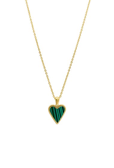 Bijuterii Femei ADORNIA 14K Yellow Gold Plated Enamel Heart Necklace Green image4