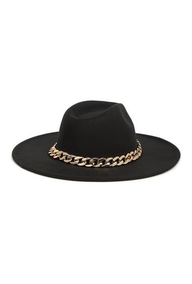 Accesorii Femei Vince Camuto Chunky Chain Felt Panama Hat Black Gold image1