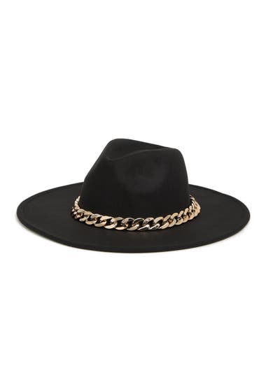 Accesorii Femei Vince Camuto Chunky Chain Felt Panama Hat Black Gold image