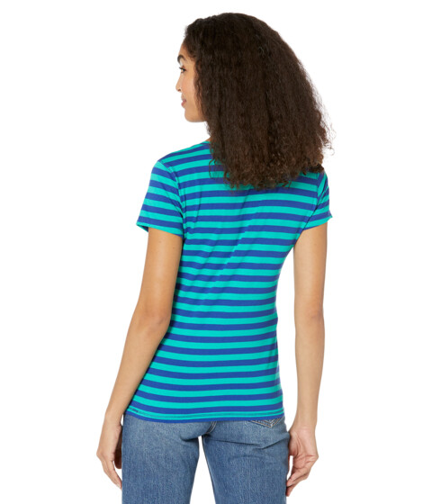 Imbracaminte Femei US Polo Assn Striped V-Neck Tee Shirt Deep Green image1