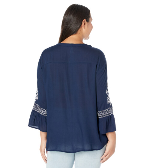 Imbracaminte Femei Roper Plus Size Rayon Challis Peasant Blouse w Geometric Embroidery Blue image1