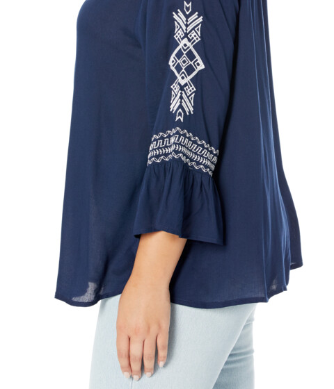 Imbracaminte Femei Roper Plus Size Rayon Challis Peasant Blouse w Geometric Embroidery Blue image2