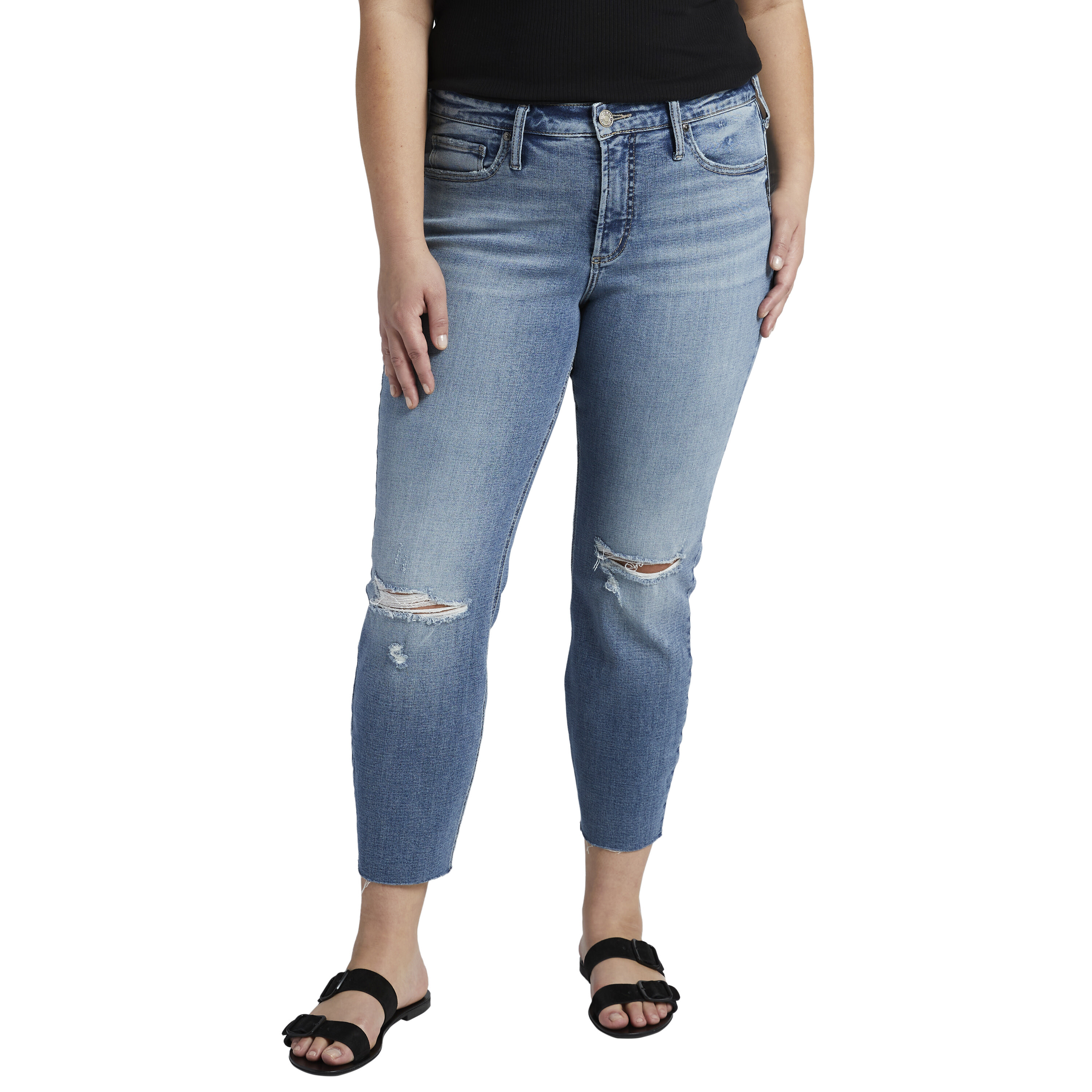 Imbracaminte Femei Silver Jeans Co Plus Size Most Wanted Straight Crop W43218ECF254 Indigo