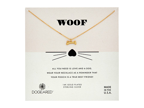 Bijuterii Femei Dogeared Woof Dog Bone Pendent Necklace Gold