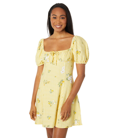 Imbracaminte Femei BCBG Girls Puff Sleeve Dress V1VX3D31 Lemon Gingham Print