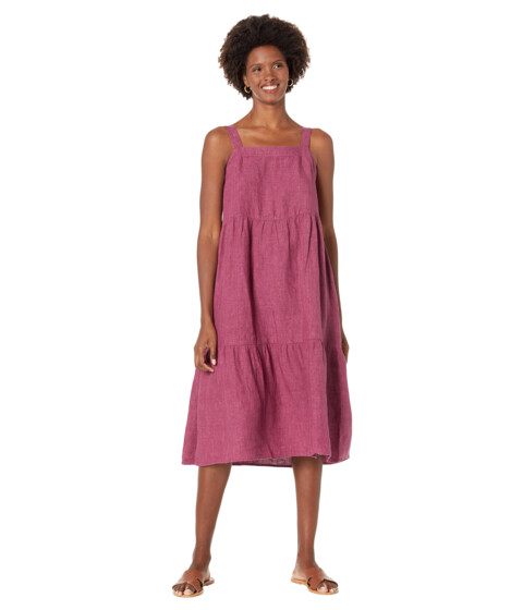 Imbracaminte Femei Eileen Fisher Petite Tiered Strap Full-Length Dress in Washed Organic Linen Delave Berry