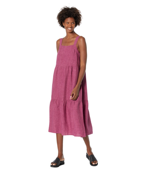 Imbracaminte Femei Eileen Fisher Tiered Strap Full-Length Dress in Washed Organic Linen Delave Berry