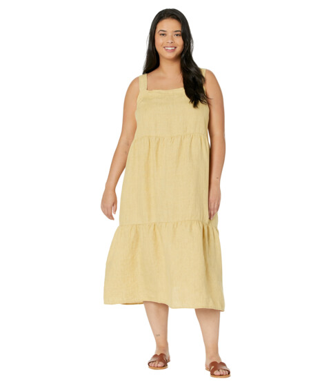 Imbracaminte Femei Eileen Fisher Tiered Strap Full-Length Dress in Washed Organic Linen Delave Butter