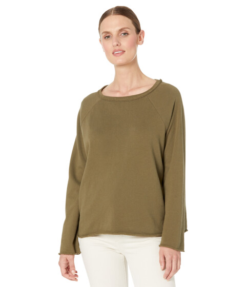Imbracaminte Femei Eileen Fisher Bateau Neck Saddle Shoulder Box Top in Lightweight Organic Cotton Terry Olive