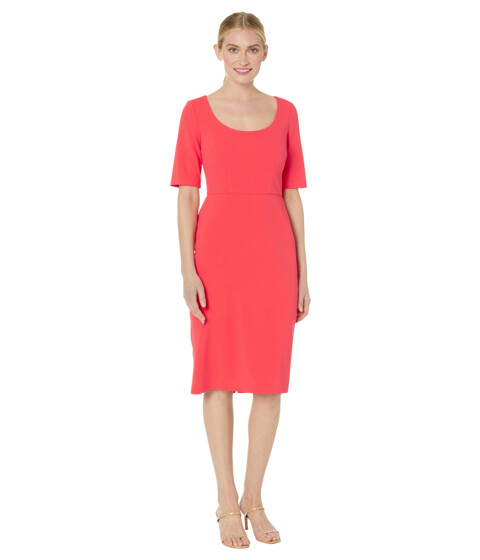 Imbracaminte Femei Maggy London 34 Sleeve Scoop Neck Dress with Belt Cayenne Coral