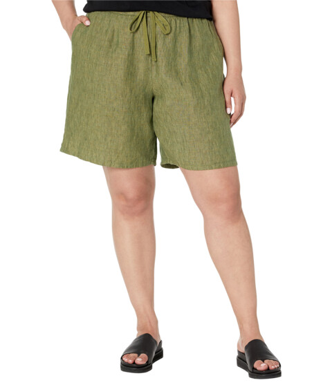 Imbracaminte Femei Eileen Fisher Midthigh Shorts w Drawstring in Washed Organic Linen Delave Coriander