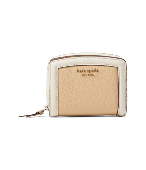 Genti Femei Kate Spade New York Knott Color-Blocked Pebbled Leather Small Compact Wallet Warm Stone Multi