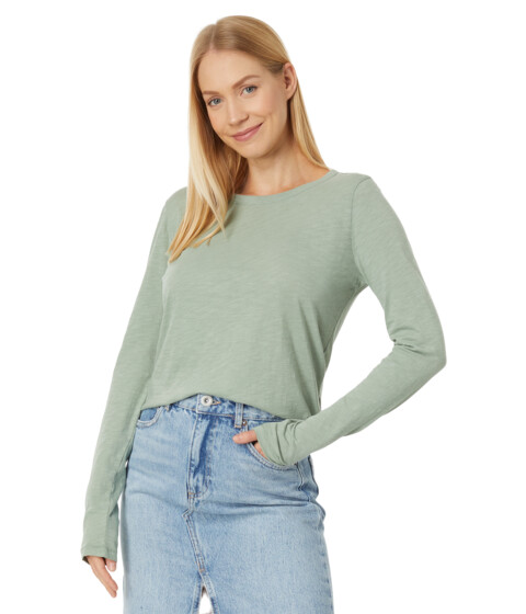 Incaltaminte Femei Madewell Whisper Cotton Rib-Crewneck Long-Sleeve Tee Frosted Willow