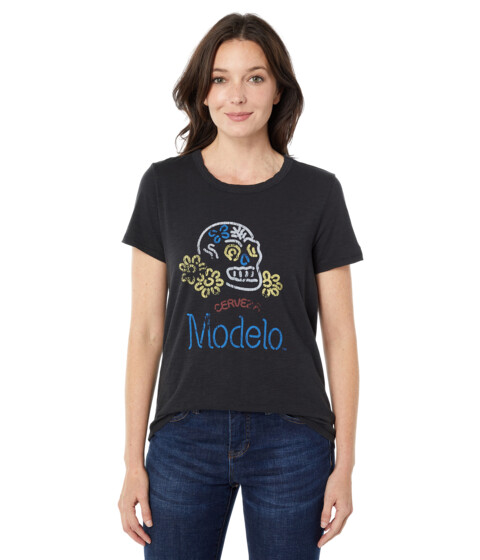 Imbracaminte Femei Lucky Brand Modelo Day Of The Dead Classic Graphic Crew Jet Black