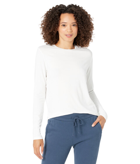 Imbracaminte Femei Majestic Filatures Soft Touch Long Sleeve Semi Relaxed Crew Neck with Side Slits Blanc