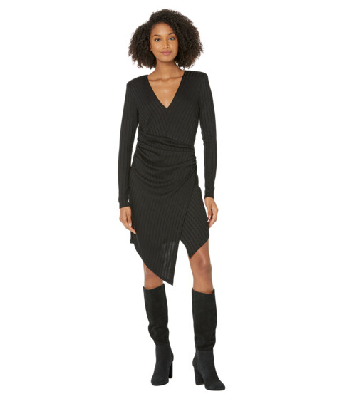 Imbracaminte Femei BCBGMAXAZRIA Long Sleeve Rib Jersey Dress Black