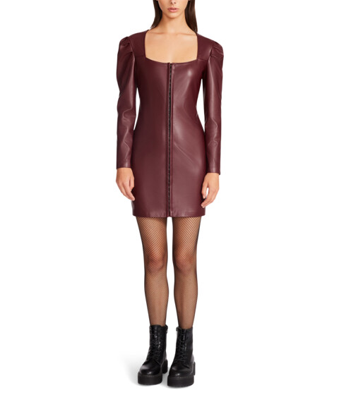 Imbracaminte Femei Betsey Johnson Hook Front Vegan Leather Mini Dress Burgundy