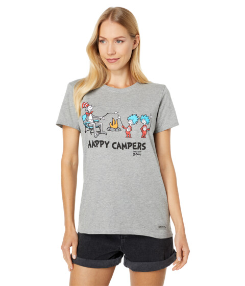 Imbracaminte Femei Life is Good Cat In The Hat Campfire Smores Tee Heather Gray