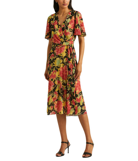 Imbracaminte Femei LAUREN Ralph Lauren Floral Crinkle Georgette Midi Dress Black Multi