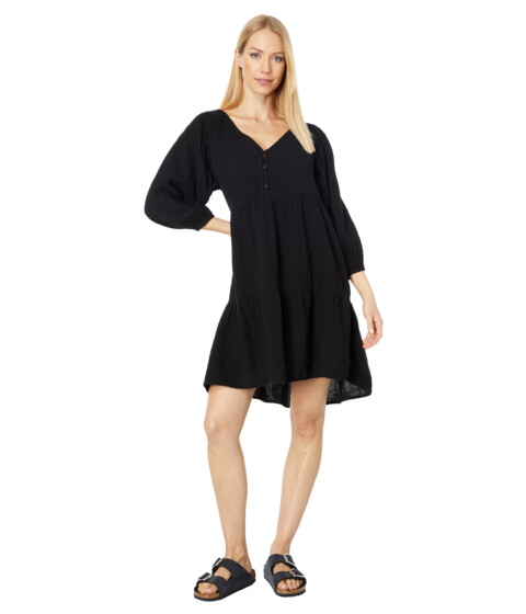 Imbracaminte Femei Mod-o-doc Double Layer Gauze 34 Sleeve Boho Tiered Dress Black