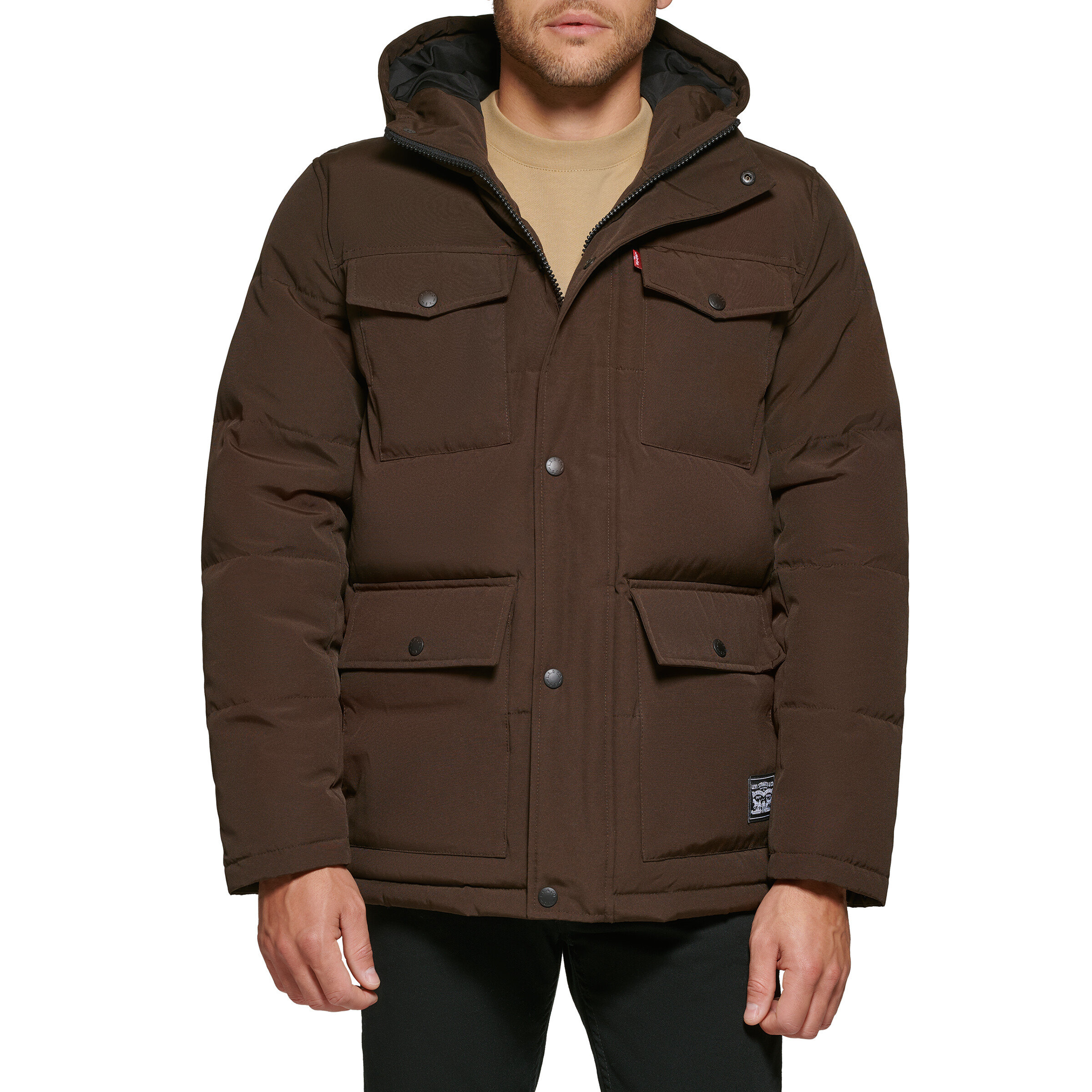 Imbracaminte Barbati Levis Arctic Cloth Four-Pocket Hooded Parka Jacket Dark Brown