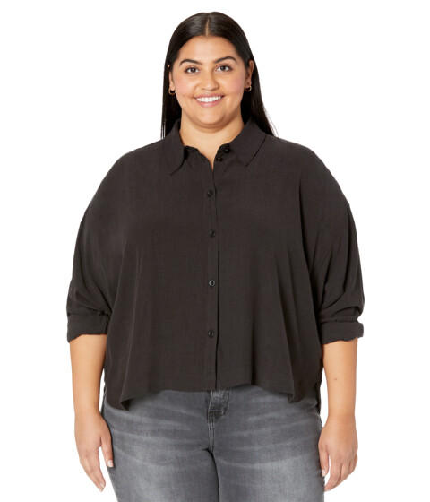 Imbracaminte Femei Madewell Plus Lusterweave Hartfield Crop Shirt True Black