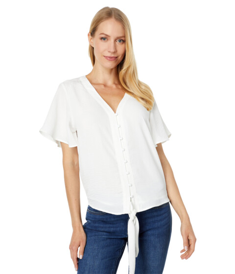 Imbracaminte Femei Vince Camuto Short Sleeve Tie Front Button-Down Blouse New Ivory