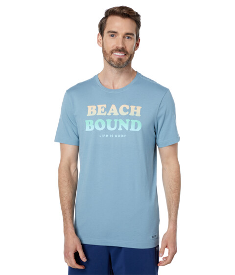 Imbracaminte Barbati Life is Good Beach Bound Typography Crusher-Litetrade Tee Smoky Blue