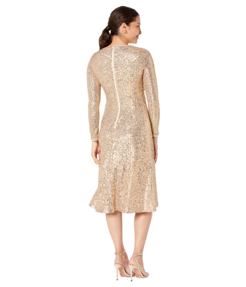 Imbracaminte Femei Maggy London Sequin Dress with Shirring at Waist and Slit Rose Gold