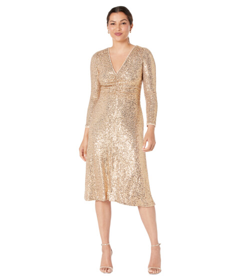 Imbracaminte Femei Maggy London Sequin Dress with Shirring at Waist and Slit Rose Gold