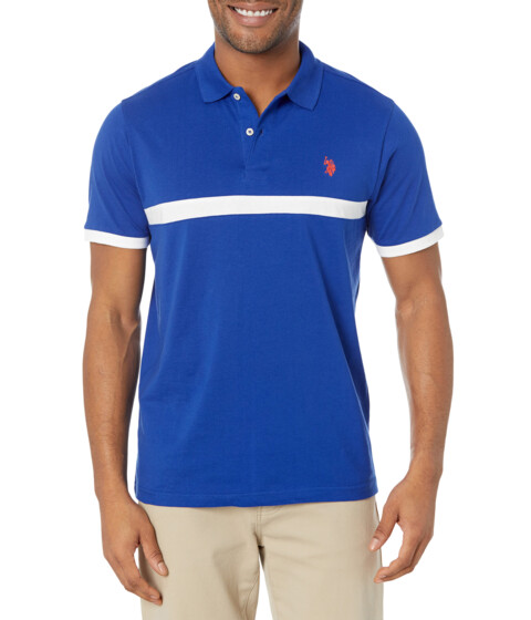 Incaltaminte Barbati US Polo Assn Thin Chest Stripe Sleeve Cuff Knit Shirt Blue Raft