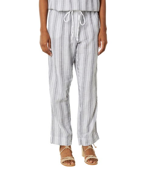 Imbracaminte Femei Dylan by True Grit Villa Stripes Double Cotton Crop Drawstring Pants with Pockets Seashell