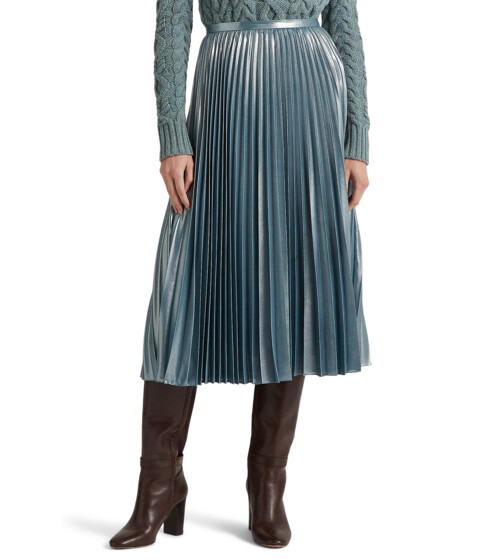 Imbracaminte Femei LAUREN Ralph Lauren Petite Pleated Metallic Chiffon Skirt Highland SeaSilver Foil