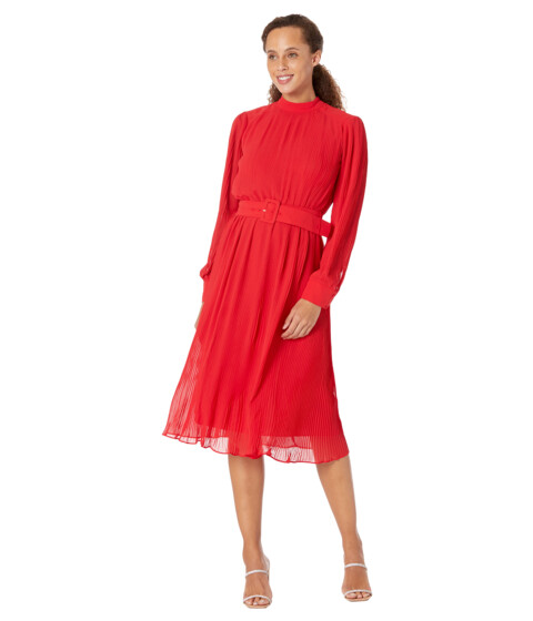 Imbracaminte Femei Maggy London Pleated Midi Dress with Belt and Buckle High-Risk Red