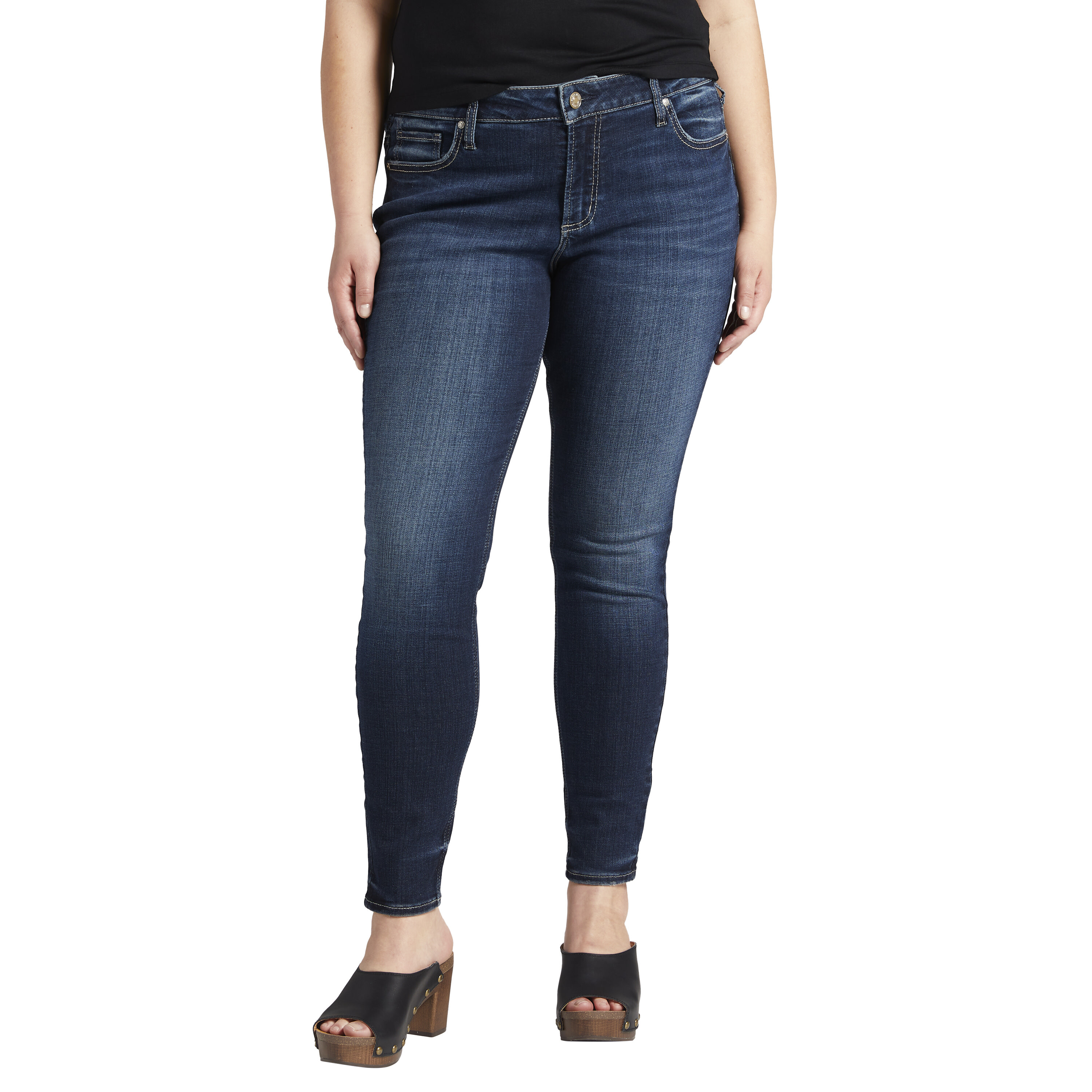 Imbracaminte Femei Silver Jeans Co Plus Size Elyse Mid-Rise Skinny Jeans W03116EAE432 Indigo