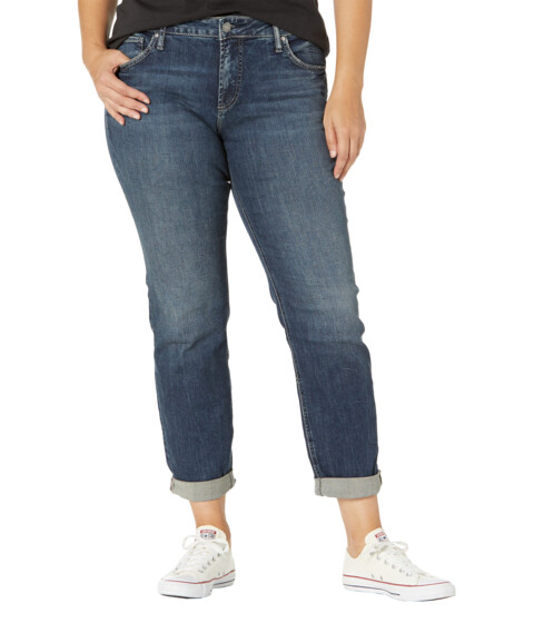 Imbracaminte Femei Silver Jeans Co Plus Size Boyfriend Mid-Rise Slim Leg Jeans W27101EGX485 Indigo