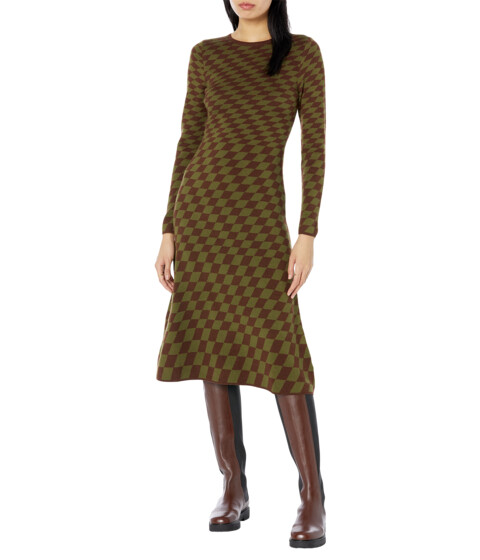 Imbracaminte Femei MOON RIVER Grid Print Midi Sweaterdress Brown